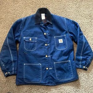 Vintage Carhartt Men’s denim blanket lined Detroit style chore coat/jacket